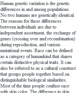 Discussion- Understanding and Explaining Human Variation Post 1